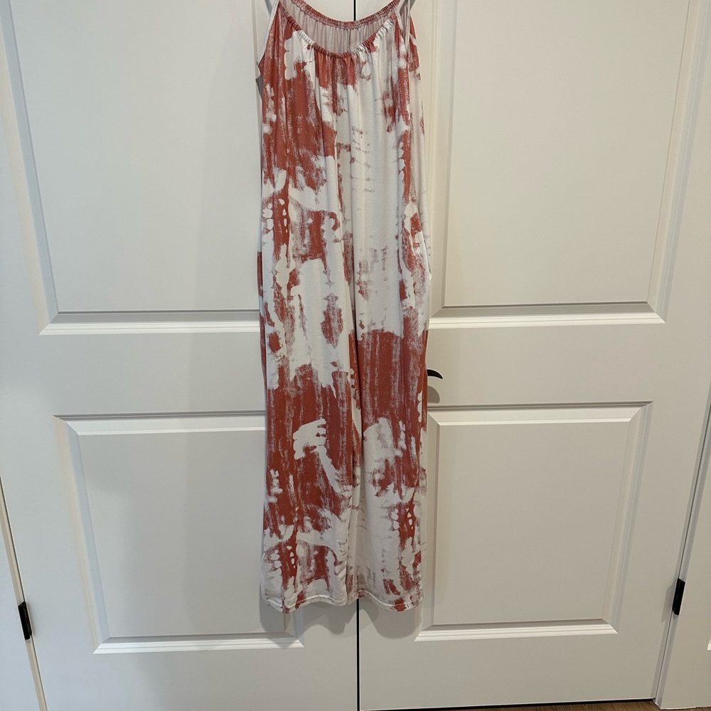 Pink and White Tie-Dye Jumpsuit/Romper with Pockets Size M